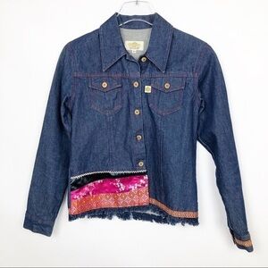 Choop Denim Embroidered Unique Festival Jacket Size Medium